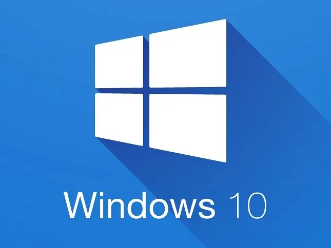 Windows 10 logo on a blue background.