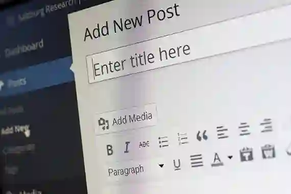 A close-up screenshot of the WordPress classic editor, showing the "Add New Post" title field and content formatting toolbar.